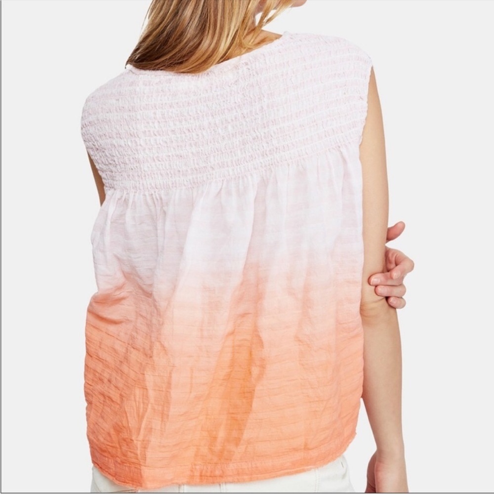 Pristine Free People Little Bit Of Something Ombré Pink Combo Blouse Size: L - Picture 5 of 10